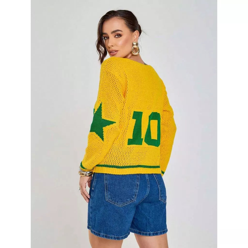 Camisa Vai Brasil Manga Longa Tricot